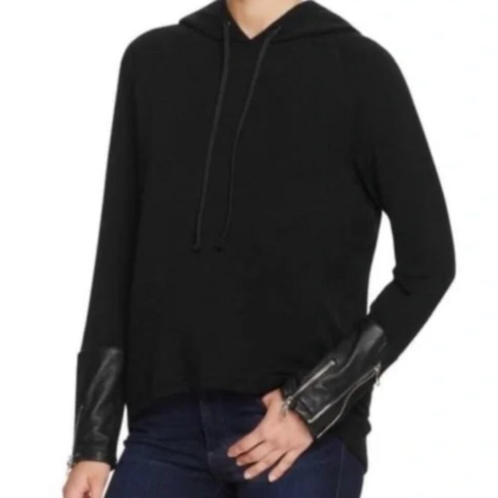Generation Love Black Leather Detail Hoodie Size Small